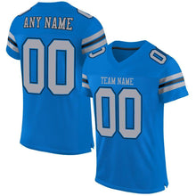 Load image into Gallery viewer, Custom Panther Blue Light Gray-Black Mesh Authentic Football Jersey
