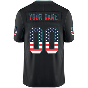 Custom Lights Out Black Midnight Green-Navy USA Flag Fashion Football Jersey