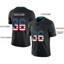 Load image into Gallery viewer, Custom Lights Out Black Midnight Green-Navy USA Flag Fashion Football Jersey
