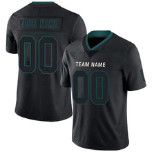 Load image into Gallery viewer, Custom Lights Out Black Midnight Green-White Football Jersey
