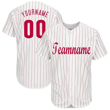 Load image into Gallery viewer, Custom White Red Strip Red-White Baseball Jersey
