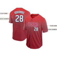 Load image into Gallery viewer, Custom Red White-Navy Fade Baseball Jersey
