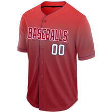 Load image into Gallery viewer, Custom Red White-Navy Fade Baseball Jersey
