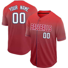 Load image into Gallery viewer, Custom Red White-Navy Fade Baseball Jersey
