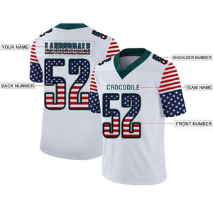Custom White Midnight Green-Black USA Flag Fashion Football Jersey