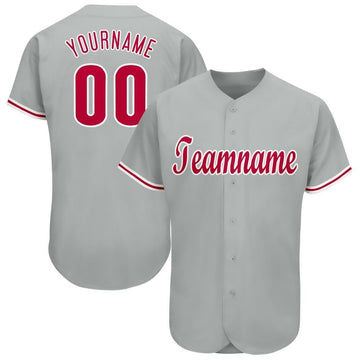 Custom Gray Red-White Baseball Jersey