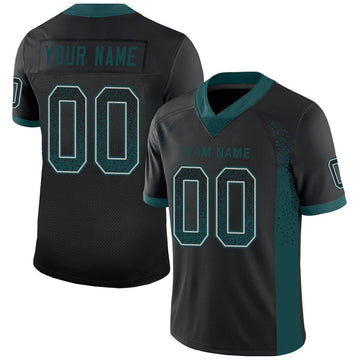 Custom Black Midnight Green-Gray Mesh Drift Fashion Football Jersey