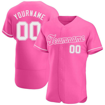 Custom Pink White Authentic Baseball Jersey