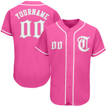 Load image into Gallery viewer, Custom Pink White-Gray Authentic Baseball Jersey
