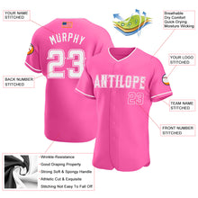Load image into Gallery viewer, Custom Pink White Authentic American Flag Fashion Baseball Jersey

