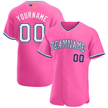 Load image into Gallery viewer, Custom Pink White-Light Blue Authentic American Flag Fashion Baseball Jersey
