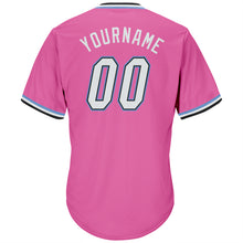 Load image into Gallery viewer, Custom Pink White-Light Blue Authentic Throwback Rib-Knit Baseball Jersey Shirt
