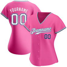 Load image into Gallery viewer, Custom Pink White-Navy Authentic Baseball Jersey
