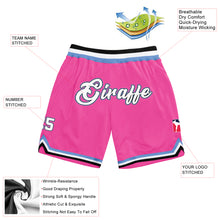 Load image into Gallery viewer, Custom Pink White-Light Blue Authentic Throwback Basketball Shorts
