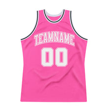 Load image into Gallery viewer, Custom Pink White-Black Authentic Throwback Basketball Jersey
