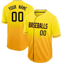 Load image into Gallery viewer, Custom Gold Black Fade Baseball Jersey
