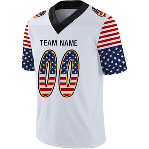 Custom White Black-Gold USA Flag Fashion Football Jersey