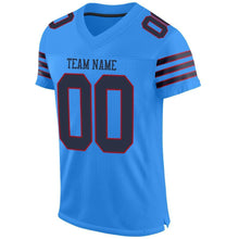 Load image into Gallery viewer, Custom Powder Blue Navy-Red Mesh Authentic Football Jersey
