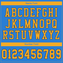 Load image into Gallery viewer, Custom Powder Blue Gold-Navy Mesh Authentic Football Jersey
