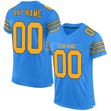 Load image into Gallery viewer, Custom Powder Blue Gold-Navy Mesh Authentic Football Jersey
