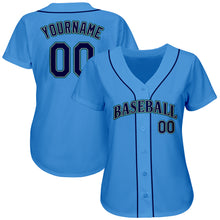 Load image into Gallery viewer, Custom Powder Blue Navy-Aqua Authentic Baseball Jersey
