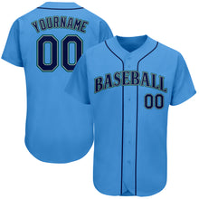 Load image into Gallery viewer, Custom Powder Blue Navy-Aqua Authentic Baseball Jersey
