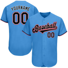 Load image into Gallery viewer, Custom Powder Blue Black-Orange Authentic Baseball Jersey
