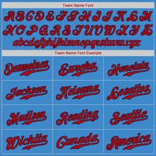 Load image into Gallery viewer, Custom Powder Blue Red-Navy Authentic Baseball Jersey
