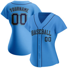 Load image into Gallery viewer, Custom Powder Blue Navy-Aqua Authentic Baseball Jersey
