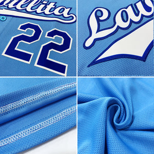 Custom Powder Blue Navy-Aqua Authentic Baseball Jersey