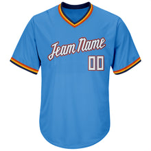Load image into Gallery viewer, Custom Powder Blue White-Orange Authentic Throwback Rib-Knit Baseball Jersey Shirt
