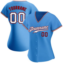 Load image into Gallery viewer, Custom Powder Blue White-Red Authentic Baseball Jersey
