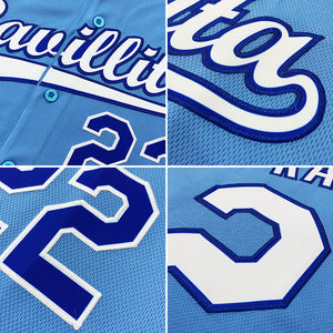 Custom Powder Blue White-Red Authentic Baseball Jersey