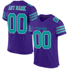 Load image into Gallery viewer, Custom Purple Aqua-White Mesh Authentic Football Jersey
