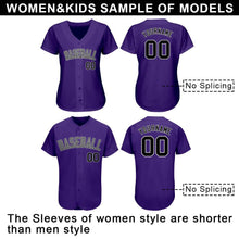 Load image into Gallery viewer, Custom Purple Black-Gray Authentic Baseball Jersey
