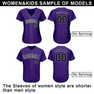 Custom Purple Black-Gray Authentic Baseball Jersey