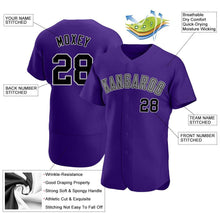 Load image into Gallery viewer, Custom Purple Black-Gray Authentic Baseball Jersey
