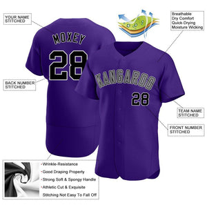 Custom Purple Black-Gray Authentic Baseball Jersey