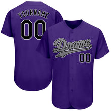 Load image into Gallery viewer, Custom Purple Black-Gray Authentic Baseball Jersey
