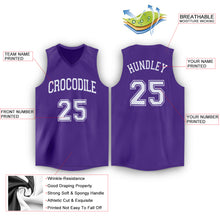 Load image into Gallery viewer, Custom Purple White V-Neck Basketball Jersey
