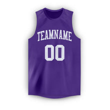 Load image into Gallery viewer, Custom Purple White Round Neck Basketball Jersey
