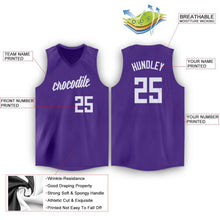Load image into Gallery viewer, Custom Purple White V-Neck Basketball Jersey
