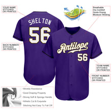 Load image into Gallery viewer, Custom Purple White-Old Gold Authentic Baseball Jersey
