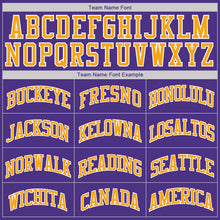 Load image into Gallery viewer, Custom Purple Gold-White Authentic Throwback Rib-Knit Baseball Jersey Shirt
