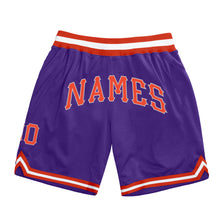 Load image into Gallery viewer, Custom Purple Orange-Silver Gray Authentic Throwback Basketball Shorts

