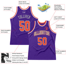Load image into Gallery viewer, Custom Purple Orange-Silver Gray Authentic Throwback Basketball Jersey
