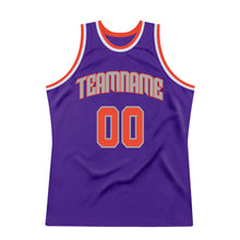 Load image into Gallery viewer, Custom Purple Orange-Silver Gray Authentic Throwback Basketball Jersey
