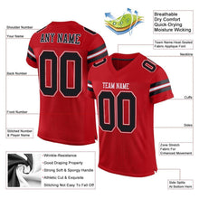 Load image into Gallery viewer, Custom Red Black-White Mesh Authentic Football Jersey
