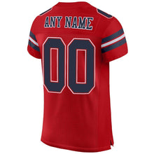 Load image into Gallery viewer, Custom Red Navy-White Mesh Authentic Football Jersey
