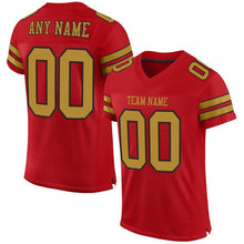 Load image into Gallery viewer, Custom Red Old Gold-Black Mesh Authentic Football Jersey
